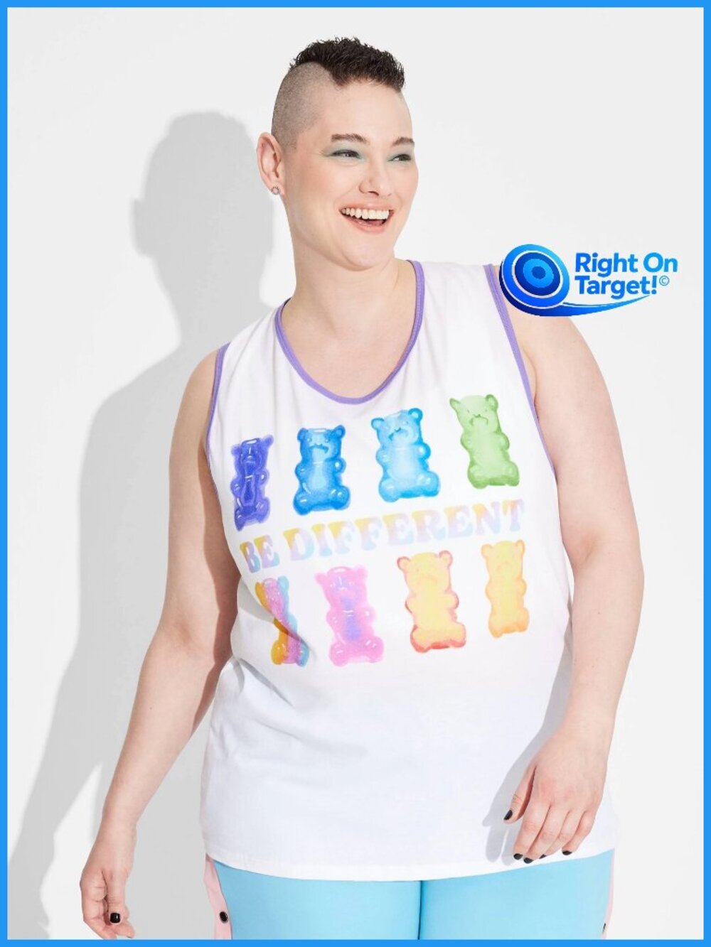 Small - Pride Adult Gummy Bear - Be Different Tank Top - White